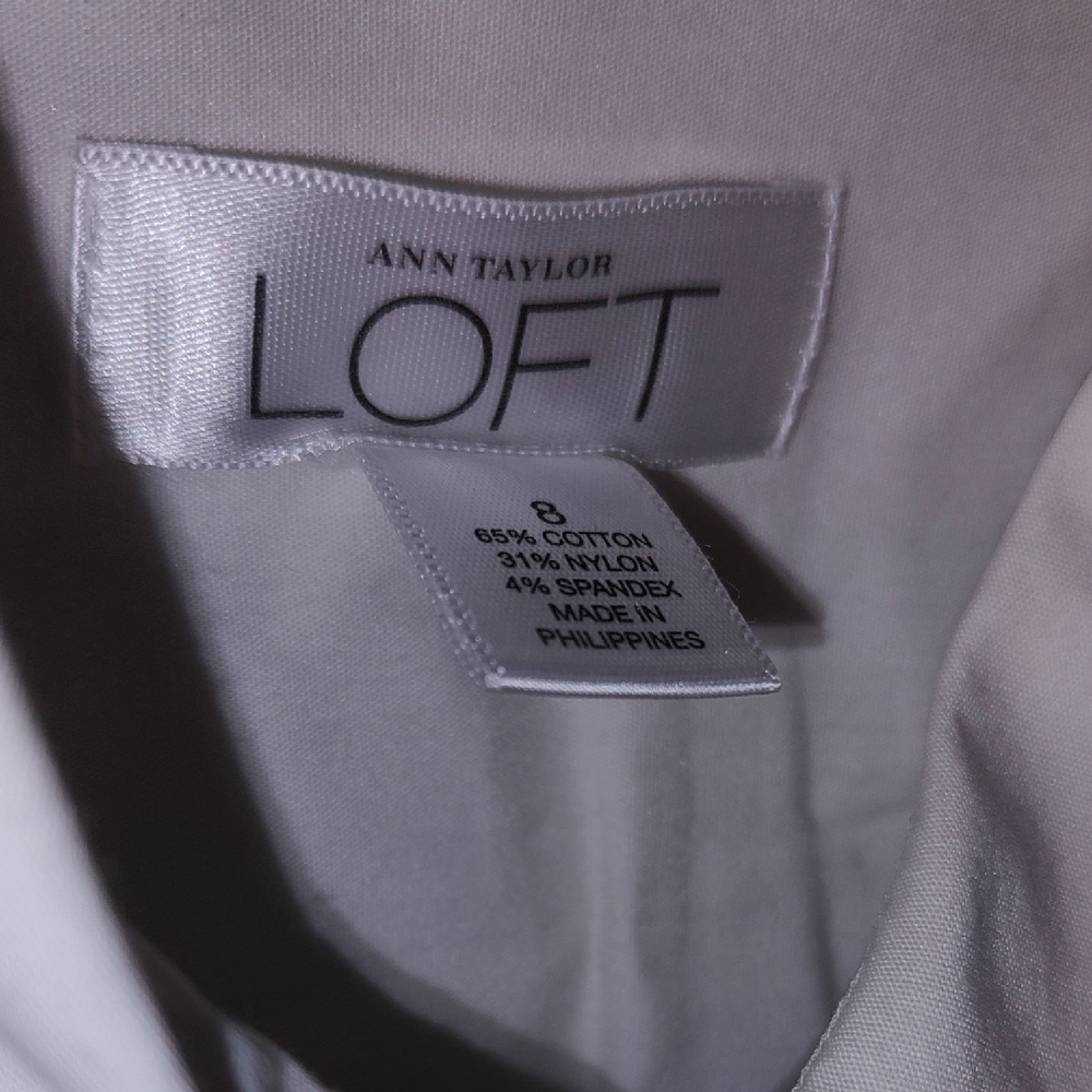 Loft White Ruffled Button Down Shirt - image 2